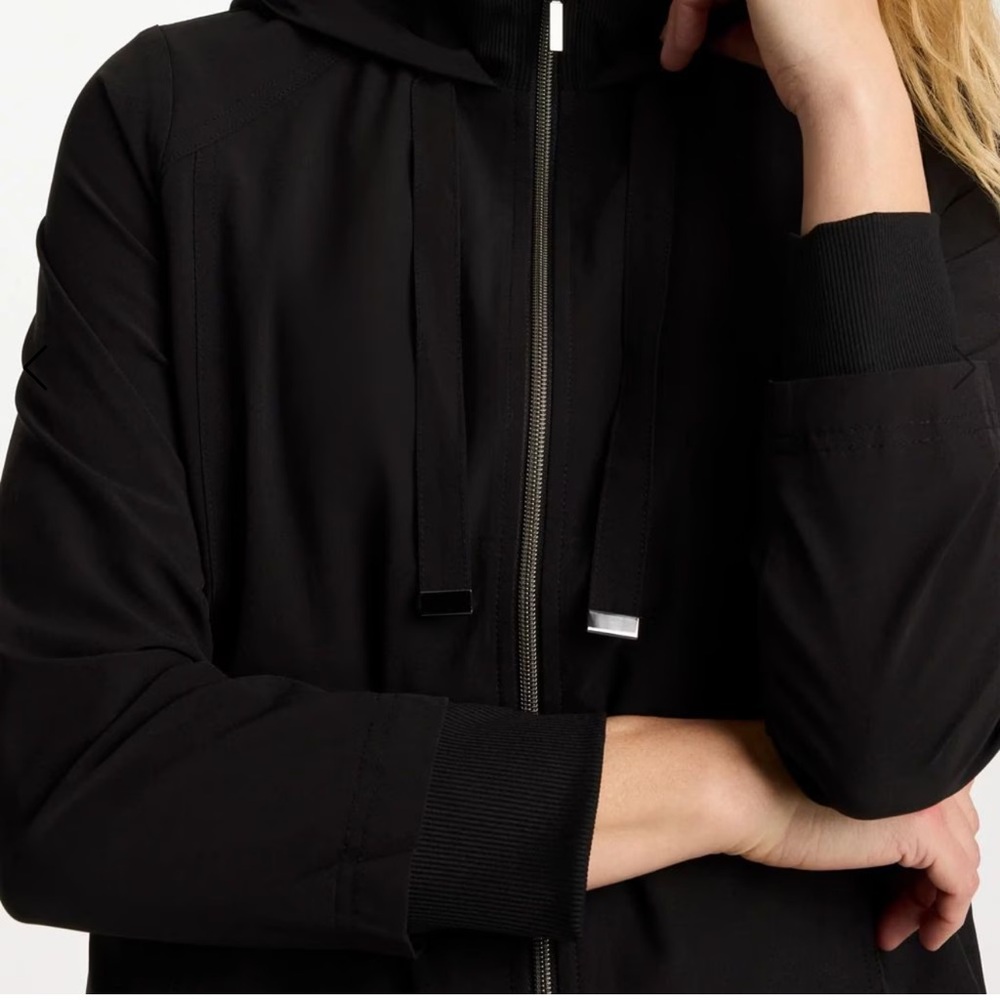Chico's mixed rib hooded Jacket Chicos size 0.5 US 6 EUC